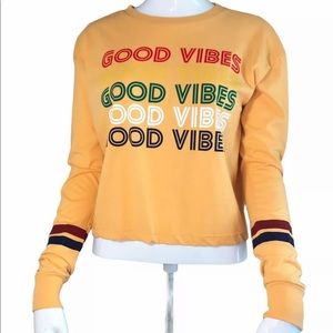 URBAN NATION Long Sleeve  "Good Vibes" Crop Top Long Sleeve Orange